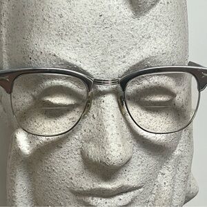 SRO VIntage 1950s eyeglasses Silver browline frame